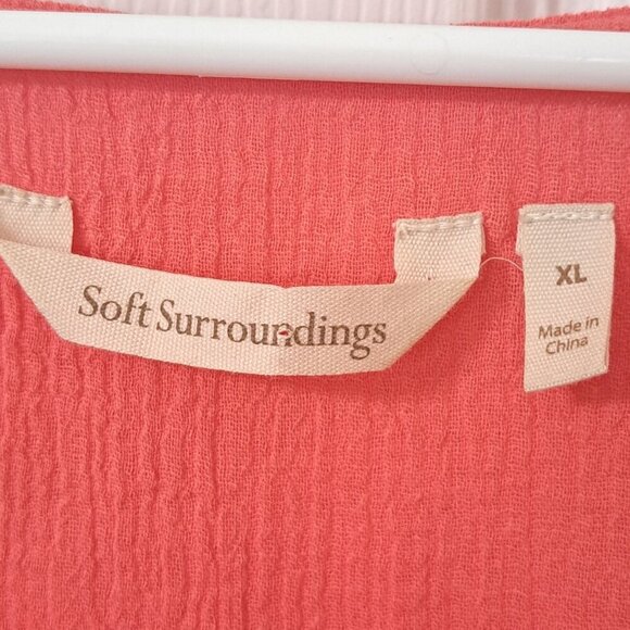 Soft Surroundings XL Peach Gauzy Ruffle Hem Layered Tank Dress Beach - Picture 2 of 7